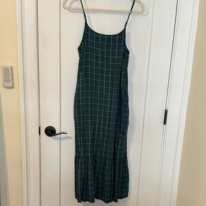 A New Day Dark Green Plaid Midi Dress
